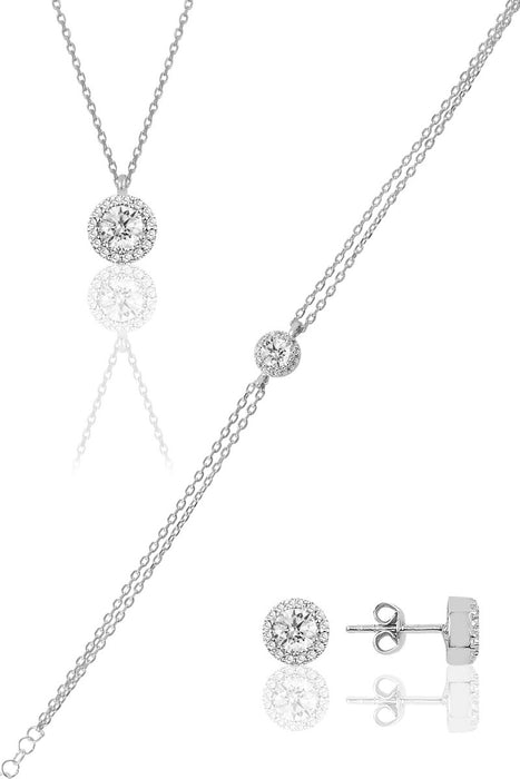Sogutlu | Women's Silver Diamond Model Set Sogutlu Necklaces, Earrings