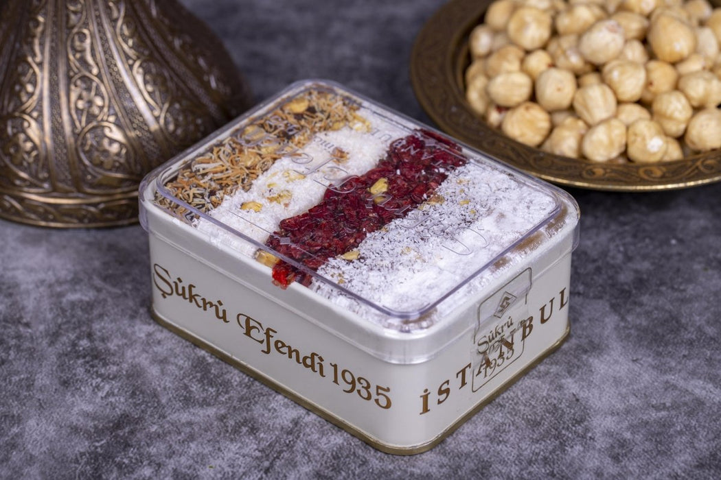 Sukru Efendi 1935 | Mix Turkish Delight with Pistachio and Hazelnut in Gift Metal Box