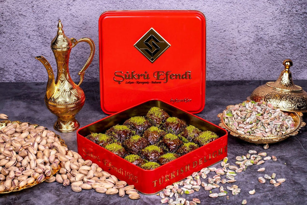 Sukru Efendi 1935 | Special Turkish Chocolate Baklava with Pistachio in Gift Metal Box