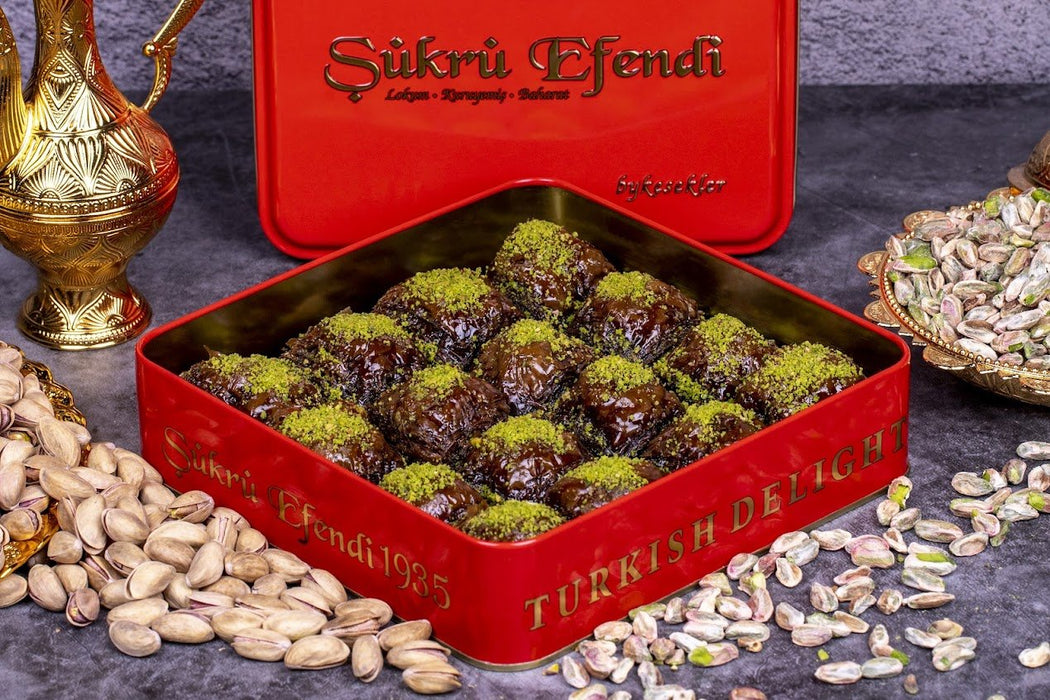 Sukru Efendi 1935 | Special Turkish Chocolate Baklava with Pistachio in Gift Metal Box
