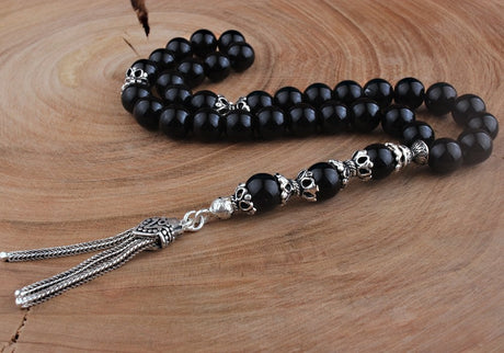 Tesbihevim | 925 Sterling Silver Tassel Onyx Stone Tasbih