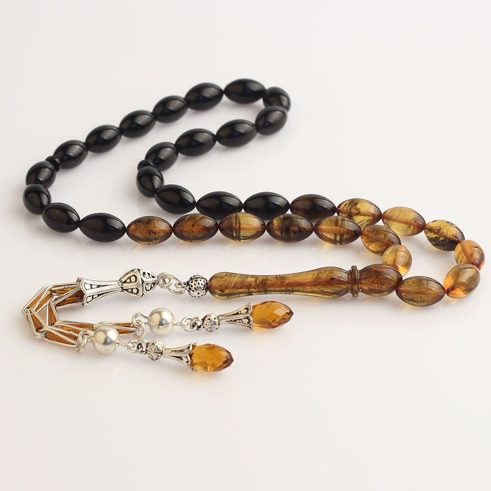 Tesbihevim | Amber Tasbih with Silver Kazaz Tassel