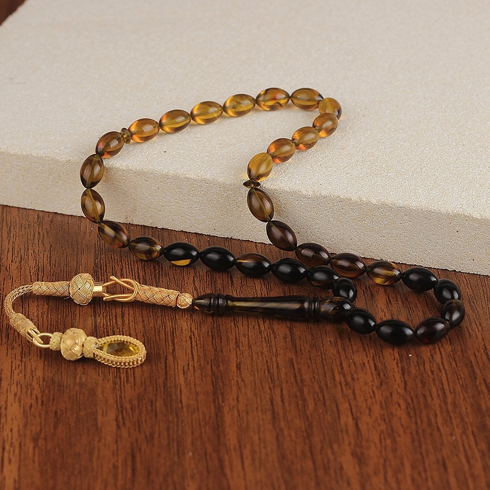 Tesbihevim | Amber Tasbih with Silver Kazaz Tassel