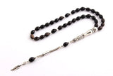 Tesbihevim | Buffalo Horn Tasbih in Black with 925 Sterling Silver Tassel