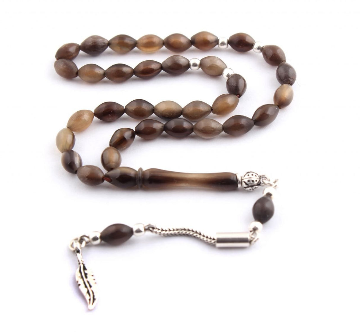 Tesbihevim | Buffalo Horn Tasbih in Black with 925 Sterling Silver Tassel