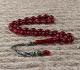 Tesbihevim | Fire Amber Tasbih with 1000 K Sterling Silver Kazaz Tassel