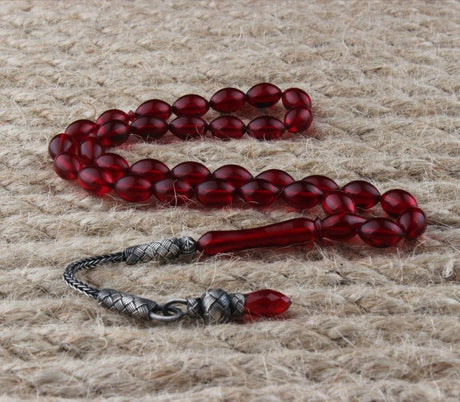 Tesbihevim | Fire Amber Tasbih with 1000 K Sterling Silver Kazaz Tassel