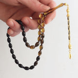 Tesbihevim | Gold Plated Amber Tasbih with Silver Tassel