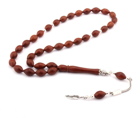 Tesbihevim | Kuka Wood Tasbih Barley Cut with 925 Sterling Silver Tassel