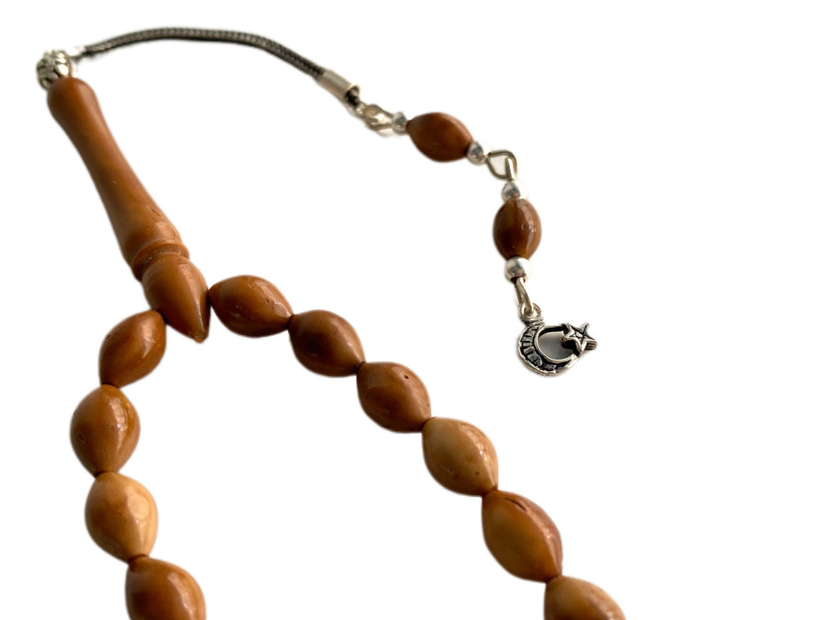 Tesbihevim | Plain Kuka Wood Tasbih with Silver Tassel Tesbihevim Prayer Beads
