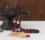 Tesbihevim | Silver Case Tassel Hareli Fire Amber Tasbih