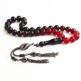 Tesbihevim | Sphere Cut Fire Amber Tasbih with Enameled Silver Tassel