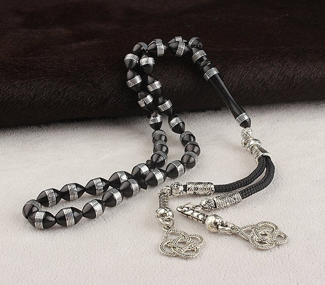 Tesbihevim | Whisked Spiral Kuka Tasbih (Non-Darkening Metal Tassel)