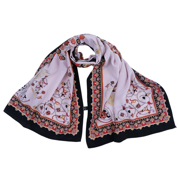 Tugra Breathable Lightweight Scarf in Black and Red Color Bursa İpek Scarves